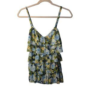VTG Abercrombie & Fitch Womens Small Floral Ruffle Crop Cami Spaghetti Strap Y2K